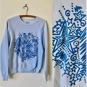 Vintage Lee Jeans Star Graphic Sweatshirt 1980’s Celestial Print Sweater
